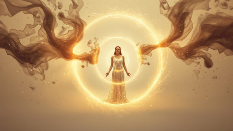 woman surrounded by protected light